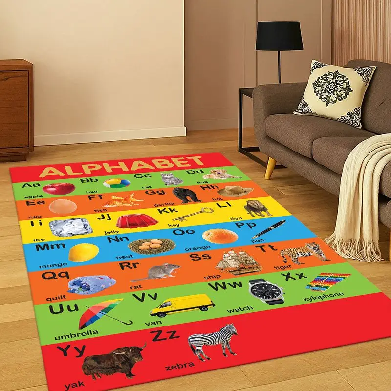 Animal Alphabet ABC Early Education Cartoon  Playroom Crawling Carpet Rug for Bedroom Living Room Sofa Non-slip Home Décor GIFT