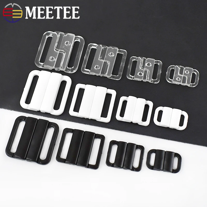 50/100Sets 10/15/20/25mm Plastic Bra Buckles Underwear Strap Adjuster Clasp Swimwear Ribbon Buckle Clip Replace DIY Accessories