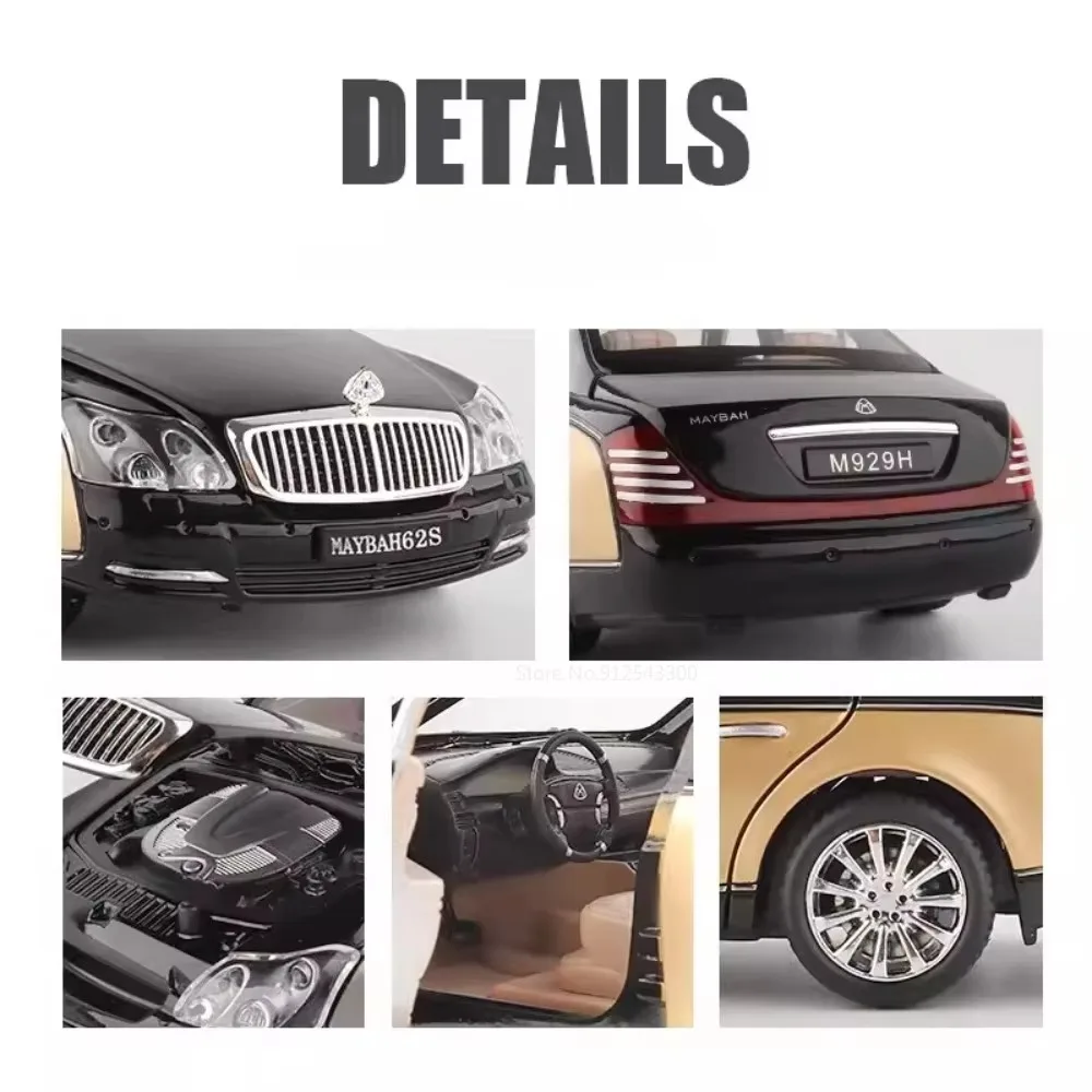 Scala 1:24 in miniatura 62S E300eL modello di auto giocattolo in lega pressofusa porte aperte suono luce tirare indietro decorazione squisita modelli di auto