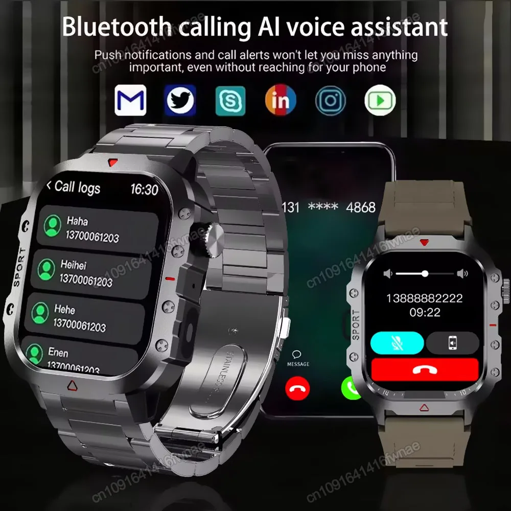 Esportes ao ar livre relógio inteligente 2.01 Polegada tela amoled lanterna led bluetooth falando relógio inteligente para homens mulheres presentes de férias 2025