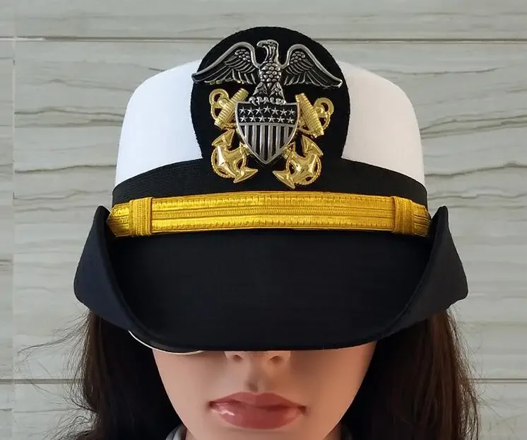 Chapeau blanc de la marine américaine pour femmes, casquette d'officier, services.com Marine, printemps