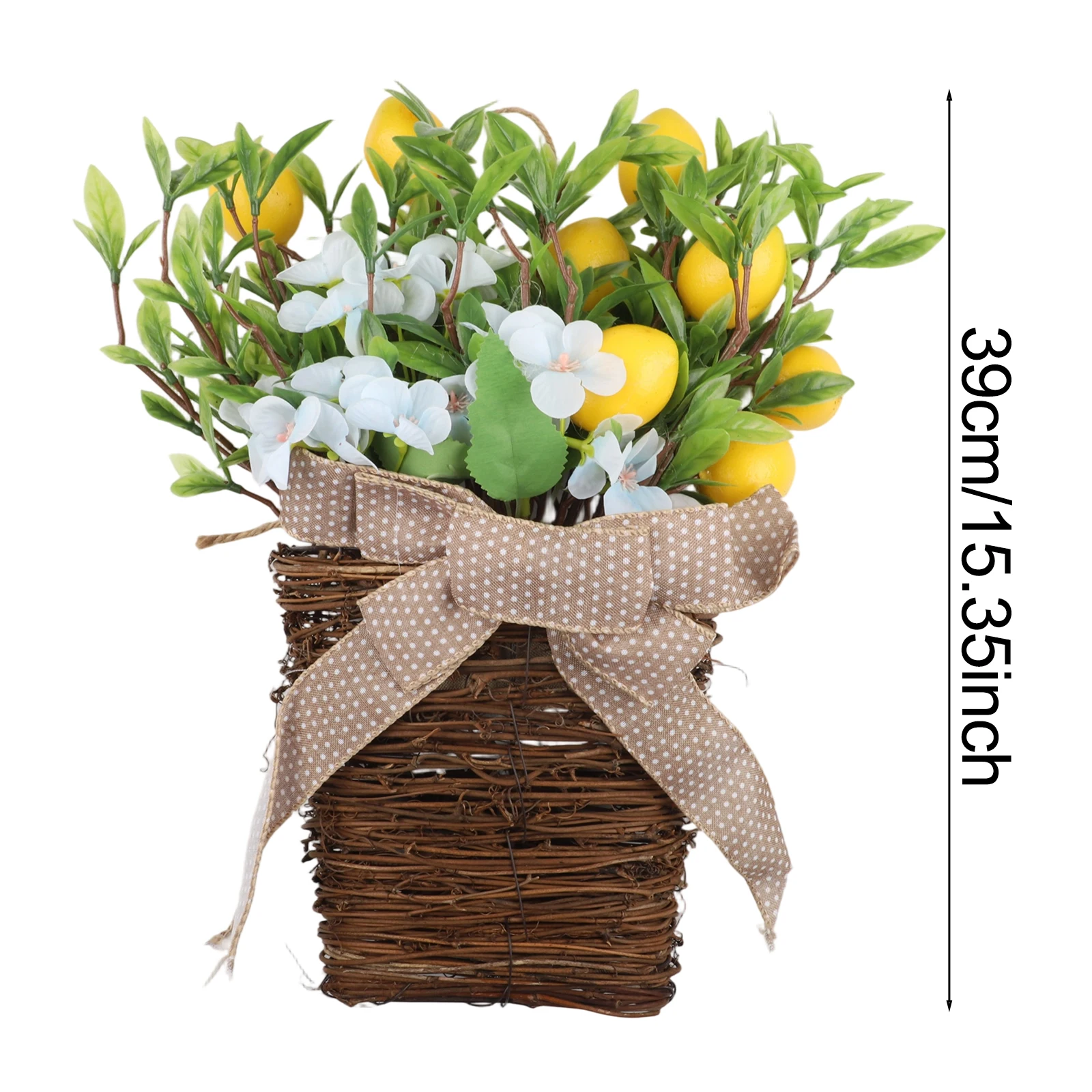 

Spring Lemon Wreath for Door Decor - Rustic Farmhouse Hanging Floral Garland with Artificial Lemons for Walls & Indoor Spaces