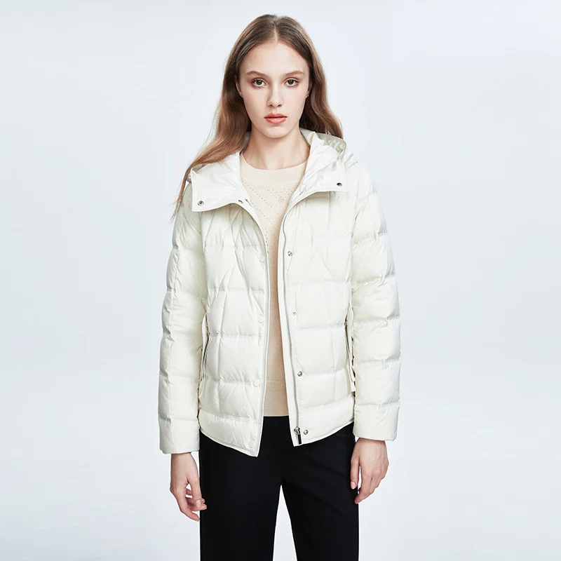 Schinteon Vrouwen Licht Wit Eend Donsjack Casual Losse Herfst Winter Dunne Bovenkleding Met Capuchon 2024 Hoogwaardige Kleding