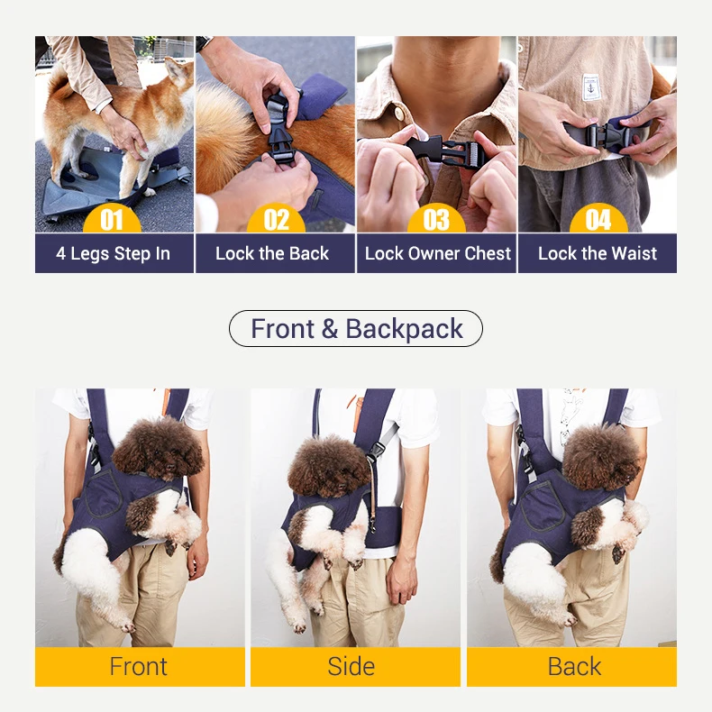 Imagem -04 - Mochila Ajustável ao ar Livre Pet Carrier Front Chest Kangaroo Bolsa Safety Puppy Travel Bolsa para Cães Pequenos Walking Bag