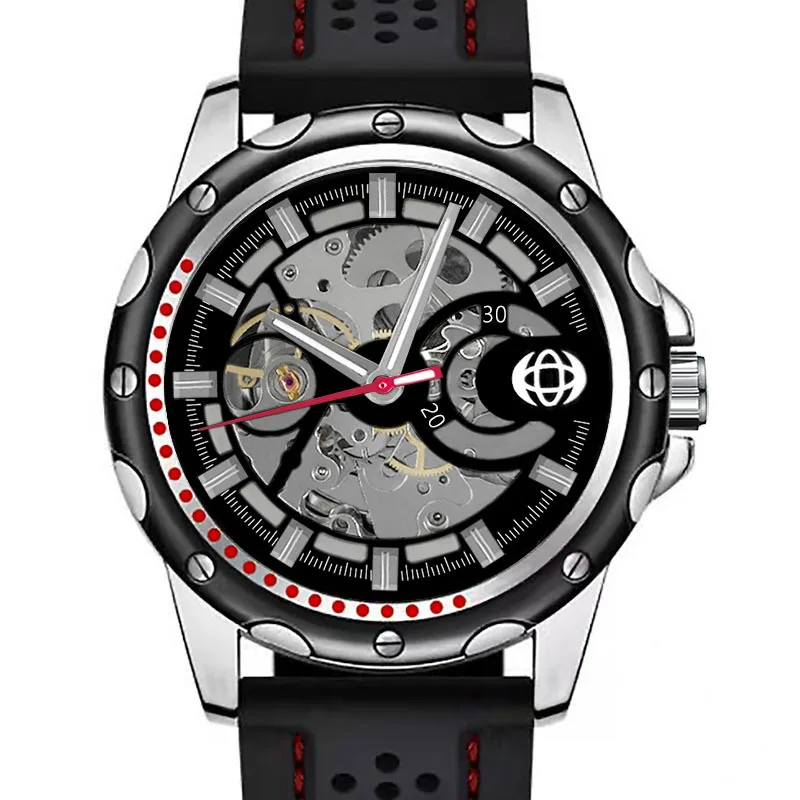

Sporty* Men’s Automatic Mechanical Watch, Fashion Skeleton Dial with Big Face and Comfortable Silicone Band