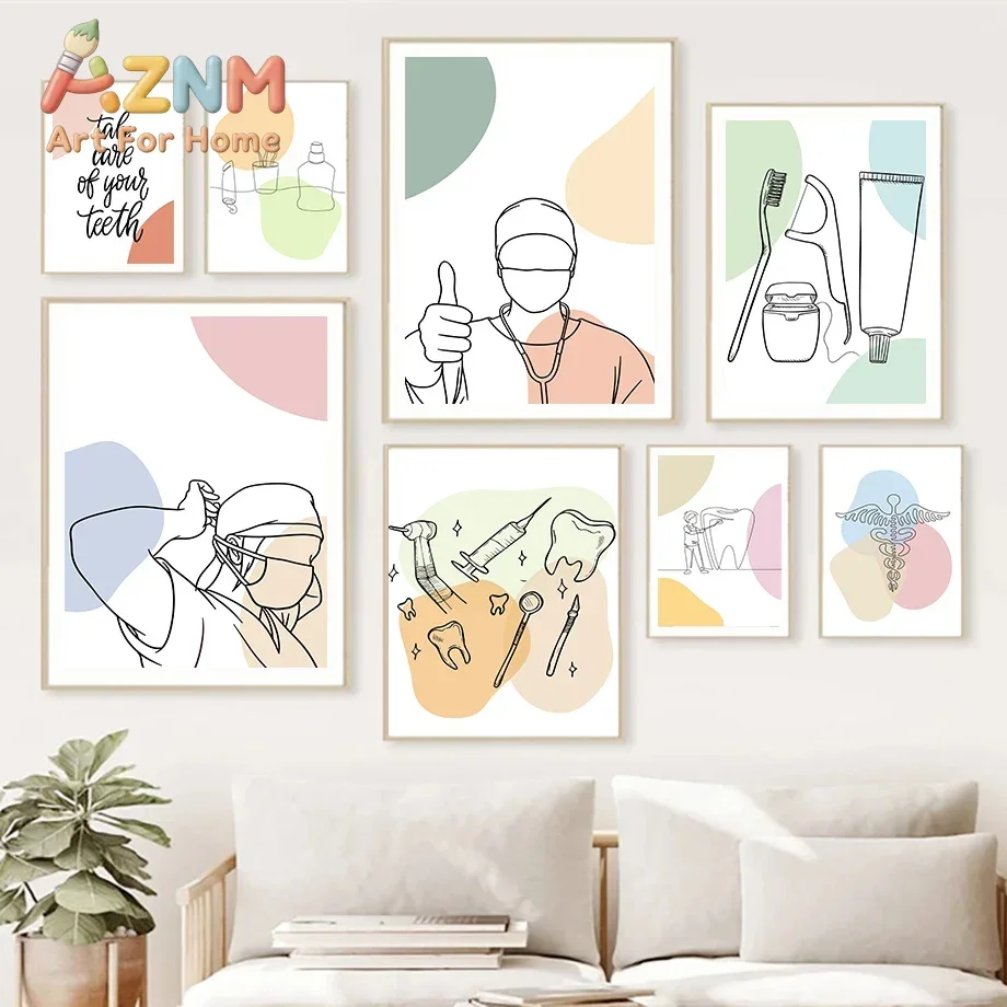 Oral Health Teeth Dentist Surgery Tools Wall Art Canvas Painting Posters And Prints Wall Pictures For Doctor Office Clinic De