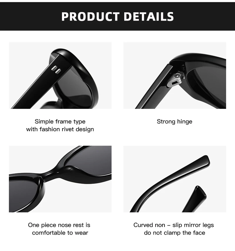 Luxus Cat Eye Sonnenbrille Frauen Retro ovale schwarze Sonnenbrille Damen Mode kleine Fahr schirme Outdoor-Brille uv400 – Detail 2