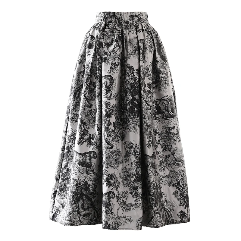 Весенне-осенняя новая женская юбка до половины тела, модное французское длинное платье из жаккарда с высокой талией в стиле ретро