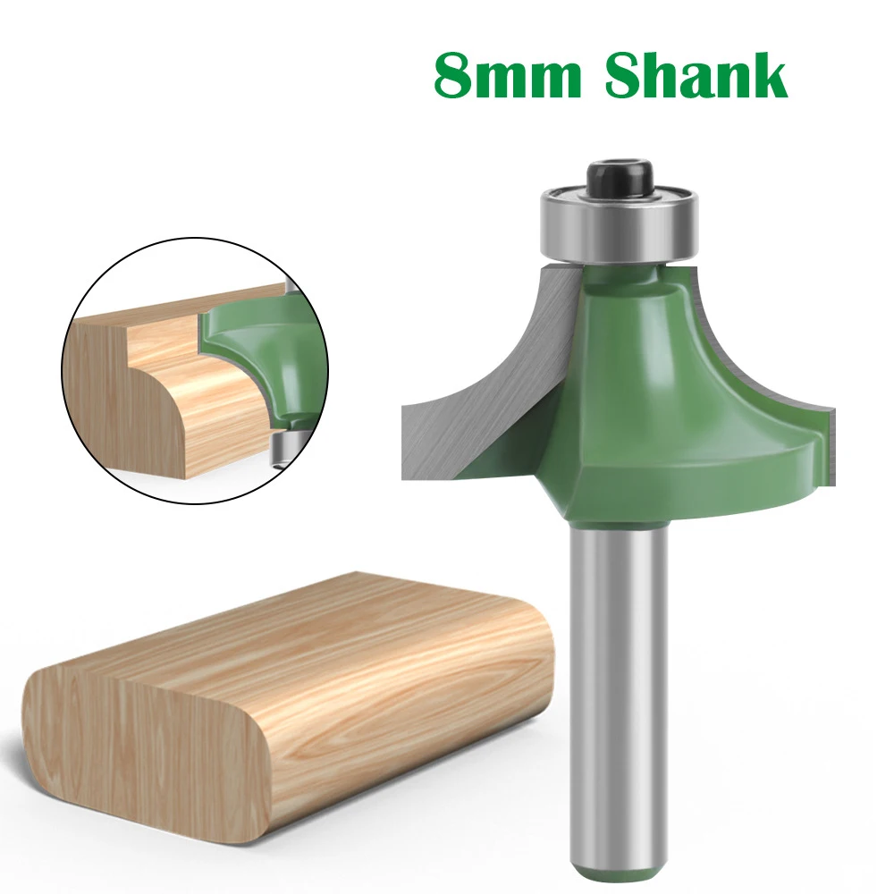 1PC 8MM Shank Milling Cutter Wood Carving Corner Round Over Router Bit With Bearing Milling Cutter Woodworking  Carbide