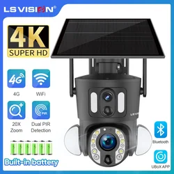 Ls vision 4k 8mp tela dupla 4g cùmera solar 20x zoom óptico wifi ptz dupla detecção pir humano rastreamento automåtico cùmeras de segurança