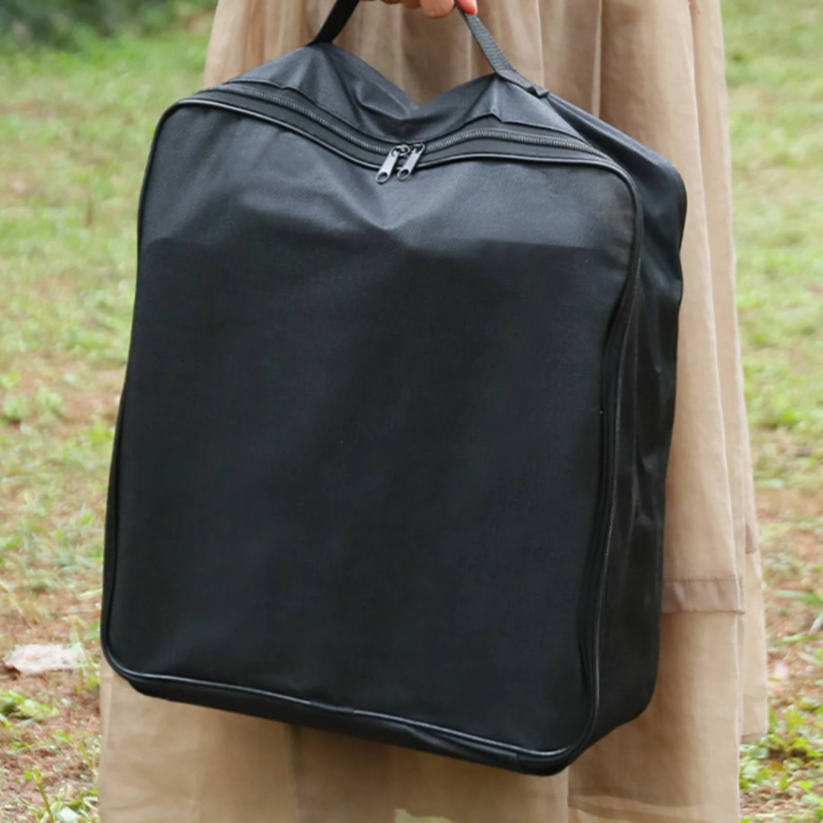 Woven Textile Storage Bag Structured Carry Case Container Stitched Handles