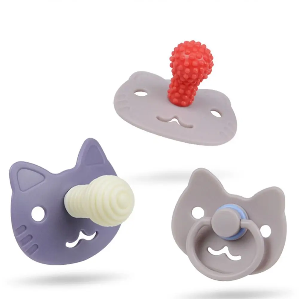 Cute Spiral Portable Safety Infant Supplies Cat Shape Non-slip Silicone Nursing Accessory Soother Infant Nipple Baby Pacifier