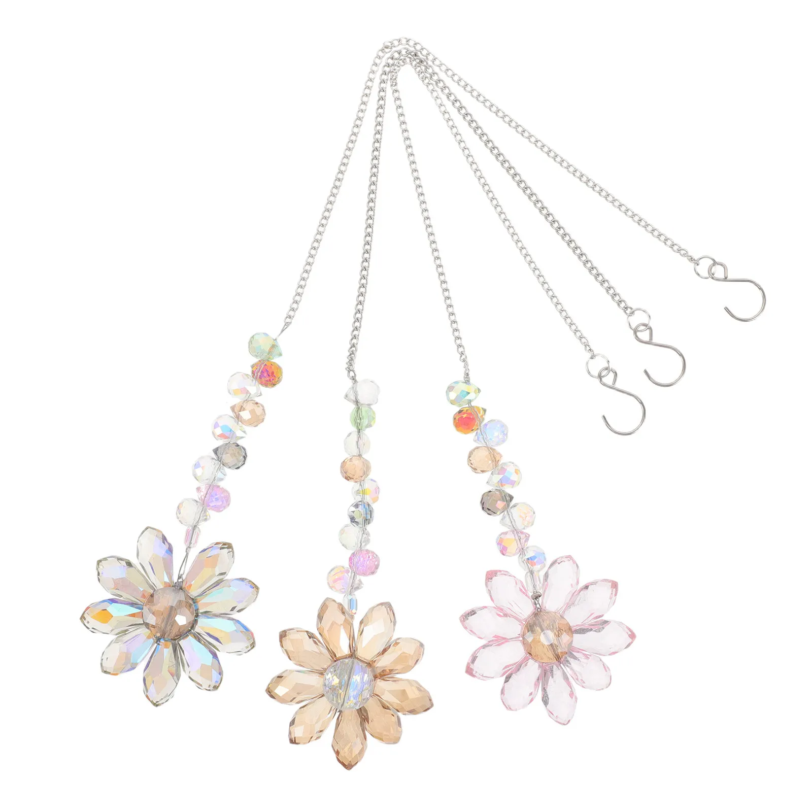 3Pcs Crystal Suncatcher Windows Hanging Decor Sunflower Rainbow Maker Ceiling Garden Home Indoor Ornament Prism Light Catcher