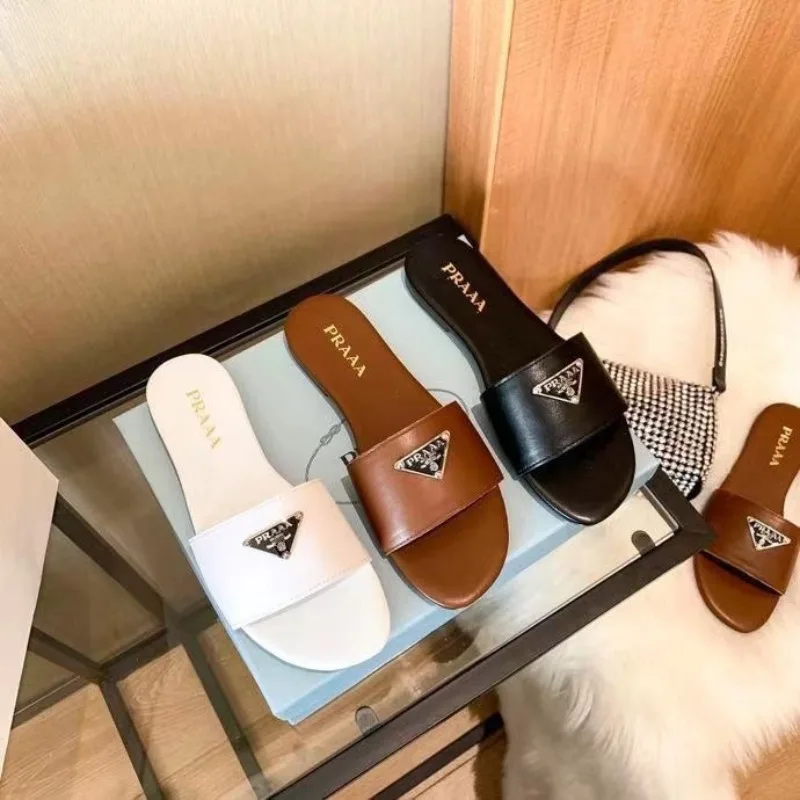 

European Style Letter-shaped Flat One-piece Slip-on Sandal, Versatile Flat Heel Open-toe Beach Women's Sandals, Fashion Slippers