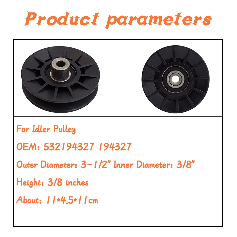 PolarLander  Lawn Mower ​532194327, 194327 Flat Idler Pulley Accessories for Vehicles for Husqvarna, Craftsman