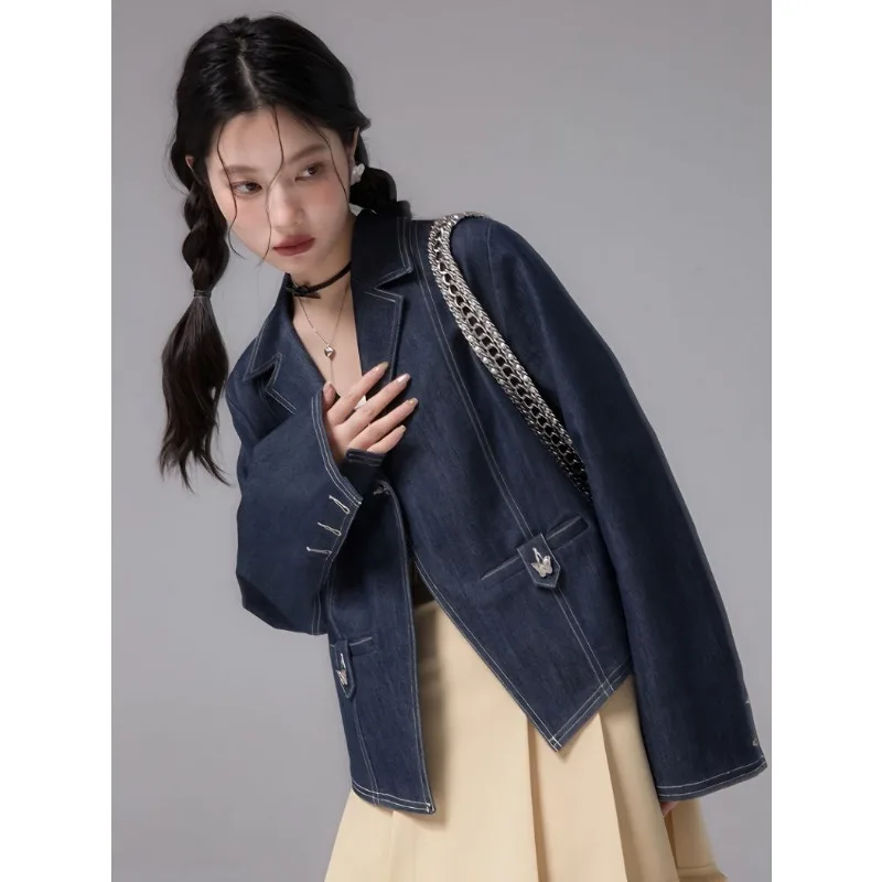 

Short Denim Jacket Women Spring Autumn Vintage Fashion Coat Tops Loose Long Sleeve Jean Jacket Clothes Women Ins Female Outwear