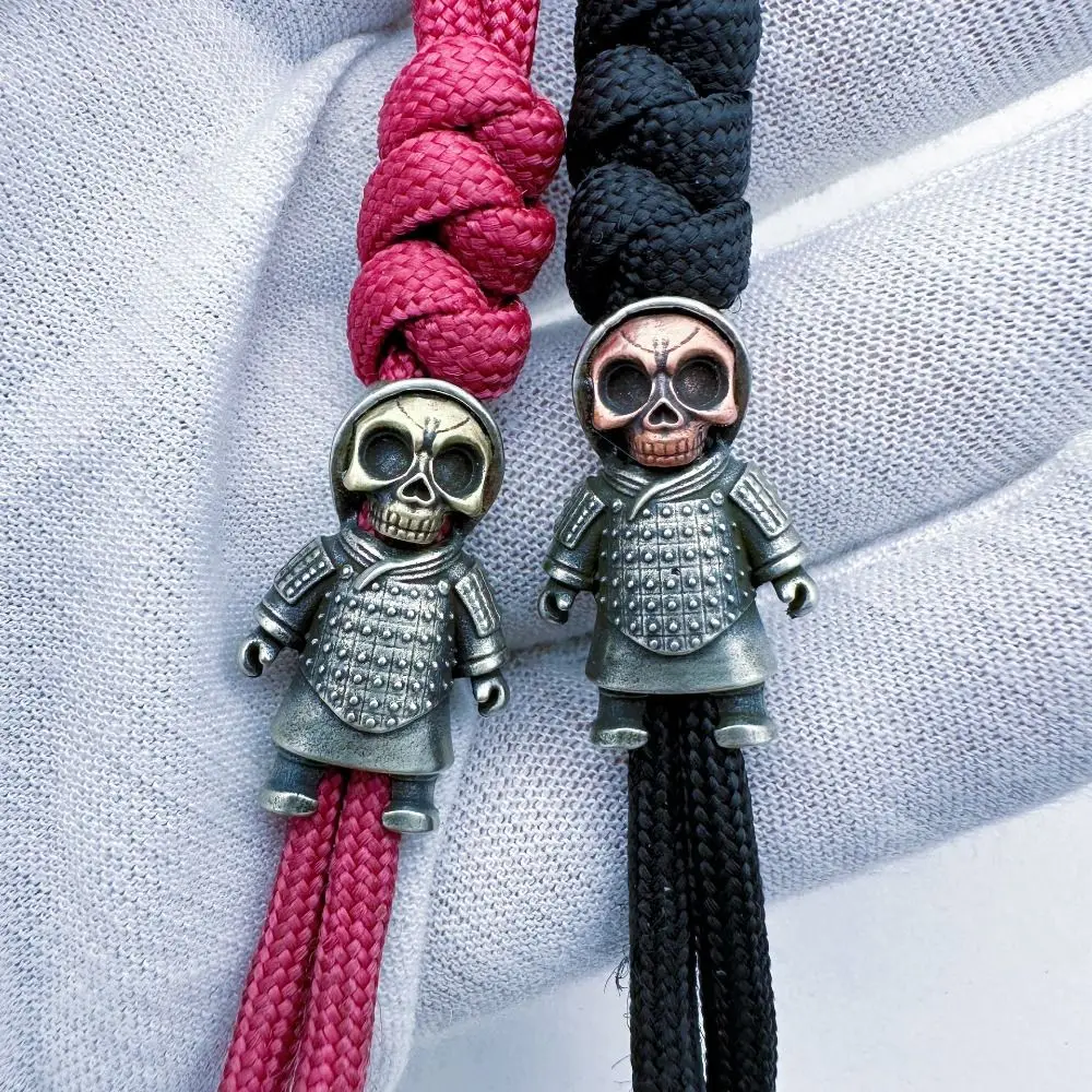 Vintage Punk Style Skeleton General Beads EDC Adjustable Woven Lanyard Pendants Camping Brass Hangings Bracelets Charms Travel