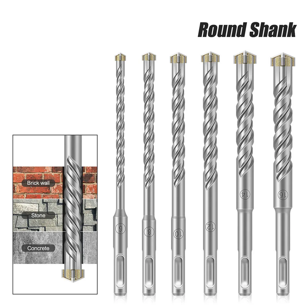 6pcs 160mm Electric Hammer Concrete Drill Bit Set Round Handle For Concrete Wall Brick Block Masonry Hole Saw Drilling