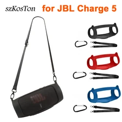 Soft Silicone Cover for JBL Charge 5 Wireless Bluetooth Speaker Protective Skin with Strap & Carabiner Anti slip Portable Case