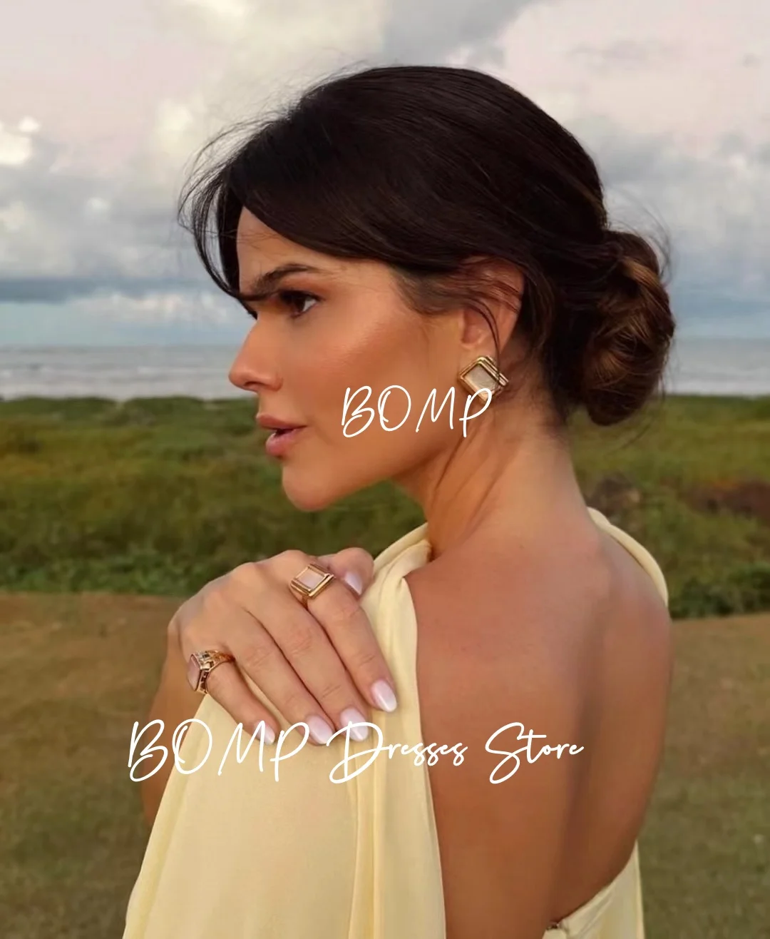 ZHIO Elegant Yellow Evening Dress with Jacket A-Line Pleat Floor Length Chiffon Saudi Arabic Formal Occasion Party Gown Custom