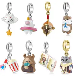 High Quality 925 Silver Love Family Life Unicorn Hula Hoop Household Daily Tools Chrams Pendants for DIY Bracelet Bangle Charms