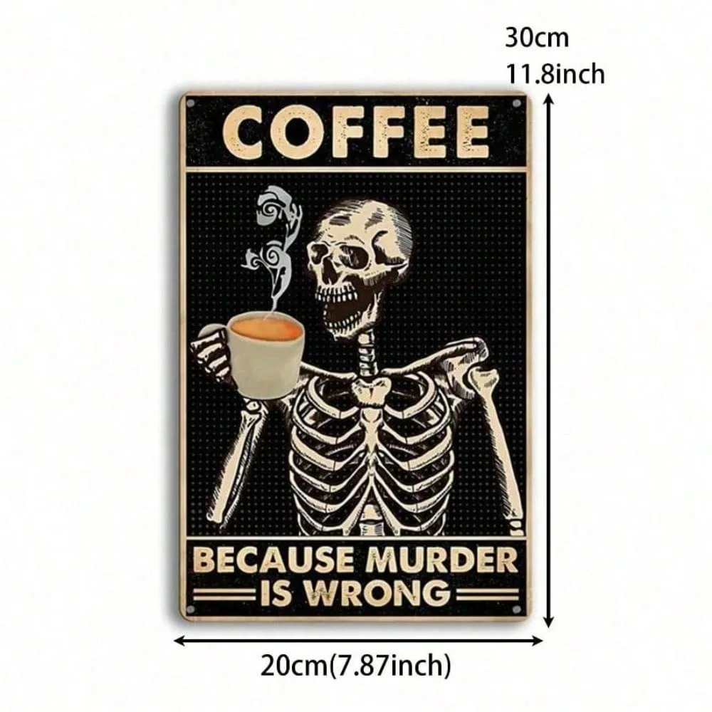 

1pc Vintage Iron Wall Art Painting, Skeleton & Woman Sign, Halloween Home Decor, Bar Cafe Garden Outdoor Signage, Birthday Gift