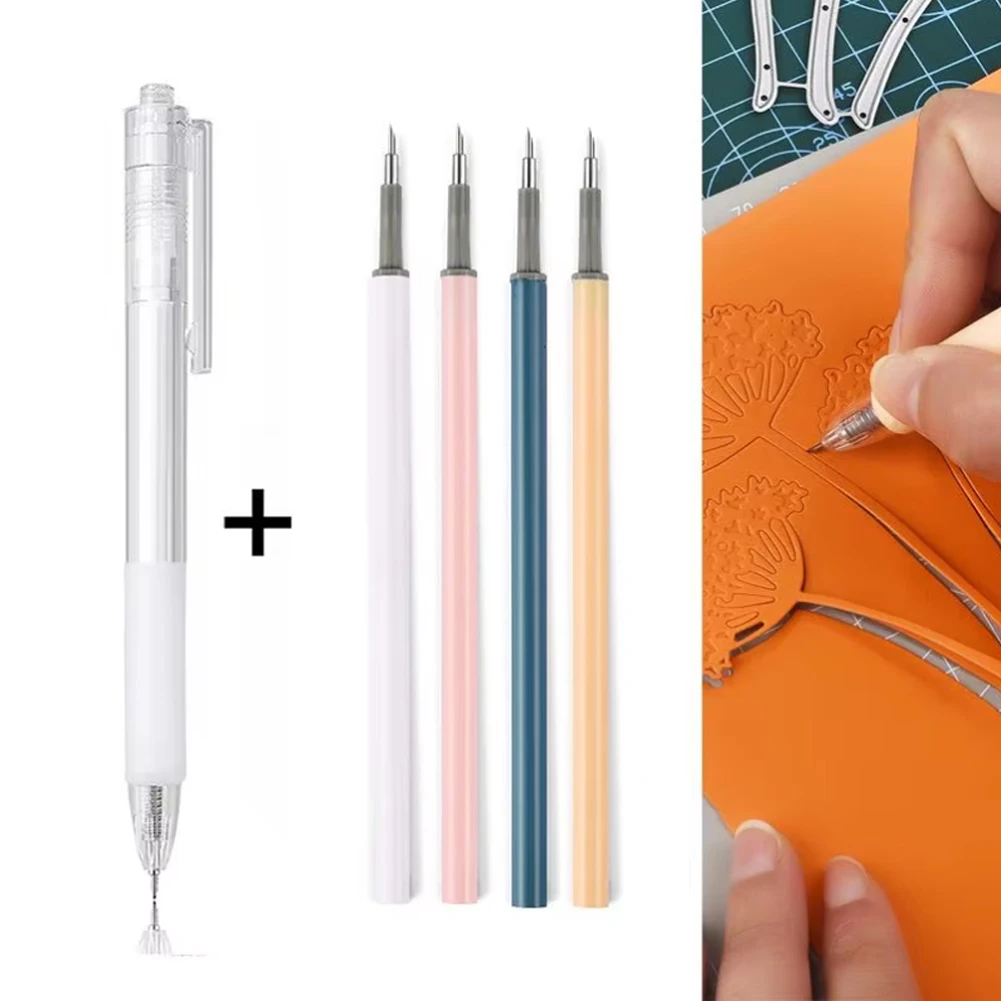 

5Pcs Professional Push-Button Carving Pen Knife Portable Utility Knife Hand Account Paper Box Cutting DIY Craft Supplies Cutter