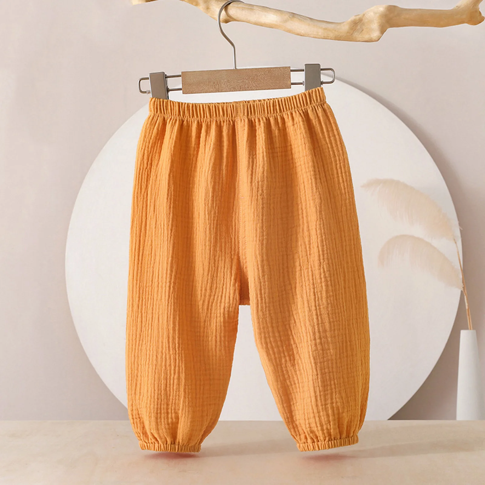 Baby Boys Girls Cotton Harem Pants Casual Solid Color Elastic Waistband Breathable Bloomers Trousers Children Clothes Daily Wear