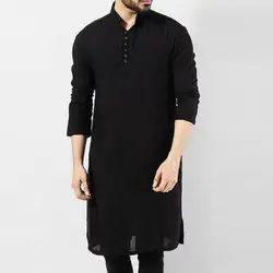 Men Shirt Long Sleeve Button Placket Soft Long Robes Traditional Shirt Islamic Clothing For Muslim Arabic Arab Shirt Jubba Thobe
