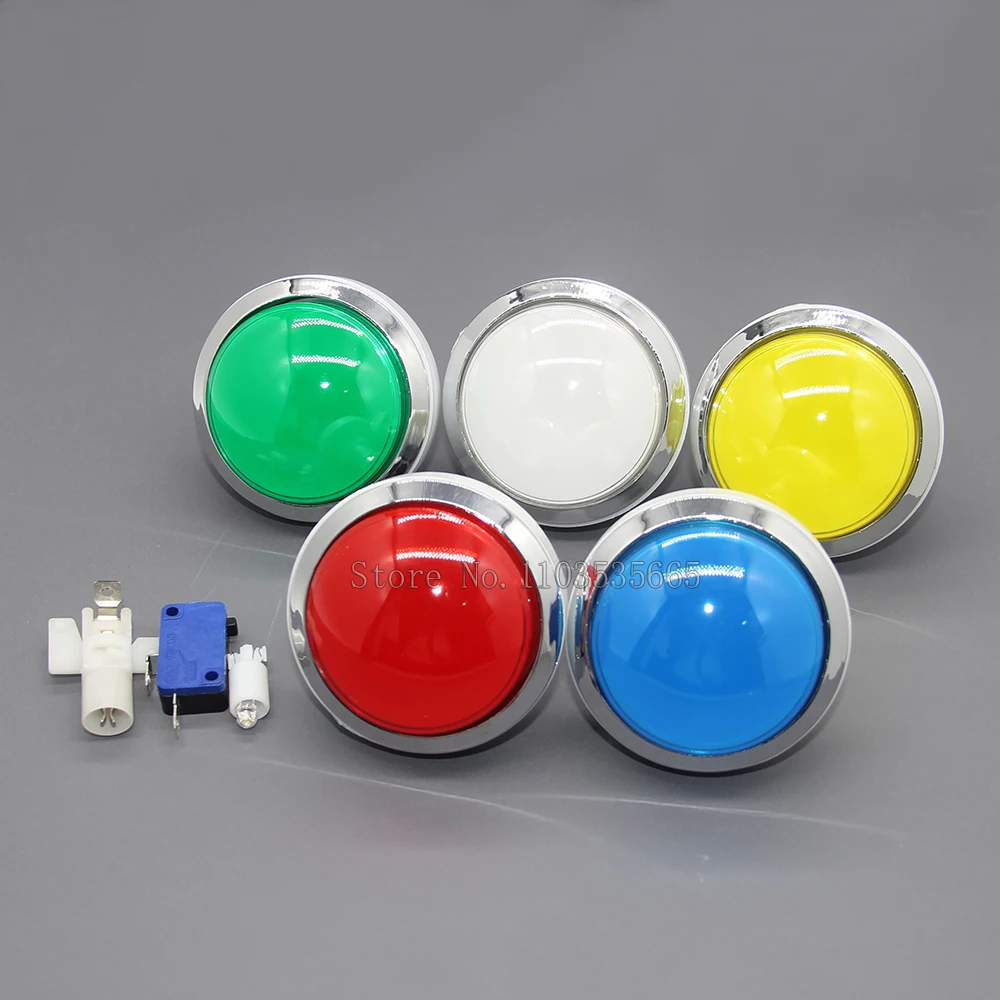 10pcs 60MM Chrome Plated Silver Arcade Illuminated Push Button Switch Button 12V Led Start Button Arcade Game Machine DIY Parts