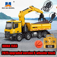 Huina 1538  Rc Truck Dump Trucks Upgrade 1575 1/14 26Ch Remote Control Car Crane Grabber Construction Engineering Vehicles Toy