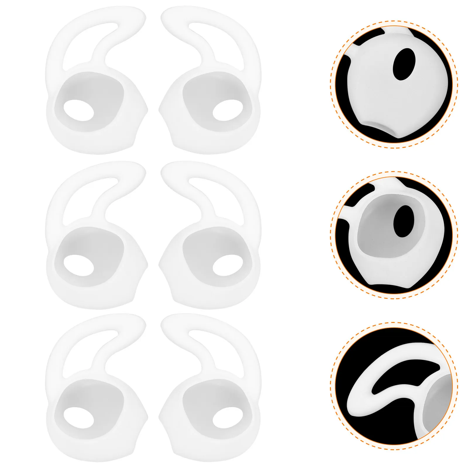 6Pcs Silicone Ear Hooks Anti-Skid Earphone Protector for Wireless Earbuds Secure Fit Running Gym Sports Workout Non-Slip Earbud