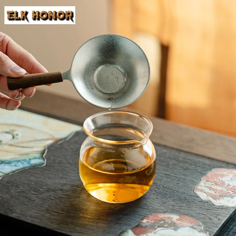 Pure Titanium Handle Tea Separator Infusor Japanese Tea Strainer Dispenser Glass Tea Pitcher Tea Soaking Tea Filter Teaware Gift