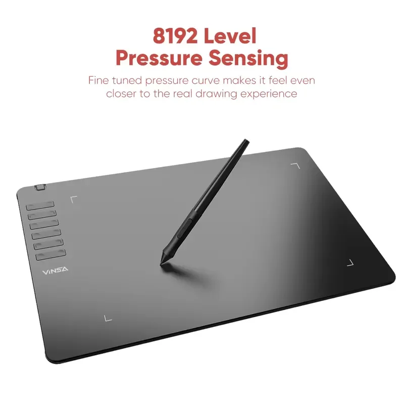 BOLRZO New! VINSA T1161 Design Tablet High Resolution Passive Emr Stylus Graphics Tablet Drawing Board with Digital Pen