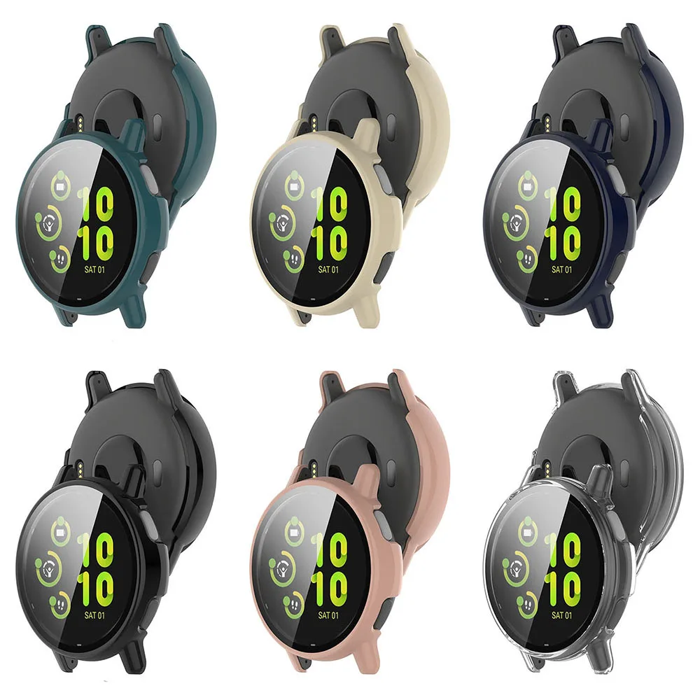 PC+Glass Protective Case For Garmin Vivoactive 5 GarminActive 5 Full Screen Protector Shell Bumper Cover