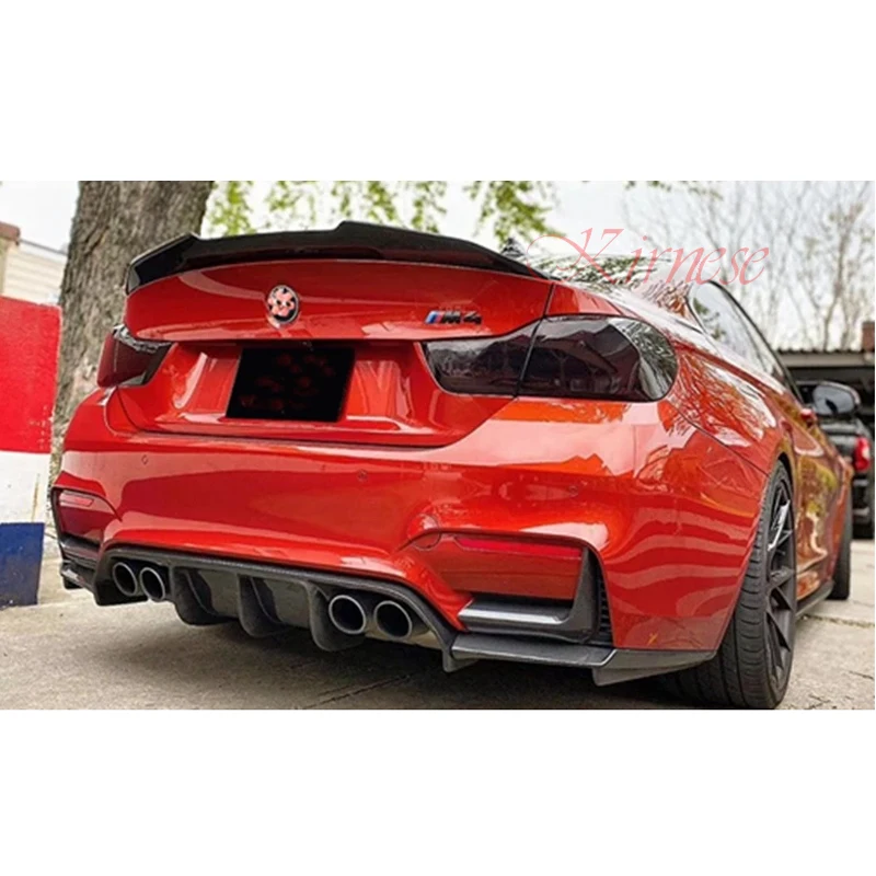 Dla BMW 4 Series F32 F33 F36 2014-2020 z włókna węglowego tylny spojler zderzaka Spoiler do bagażnika MP M4 PSM styl zestaw skrzydeł czarny