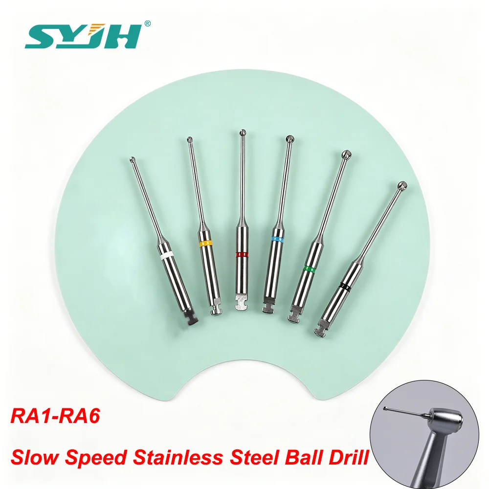

SYJH Dental 6pcs 2.35mm RA Ball Shape Tungsten Carbide Bur 34mm Long Neck Slow Speed Handpiece Microscope Endo Dentistry Tools
