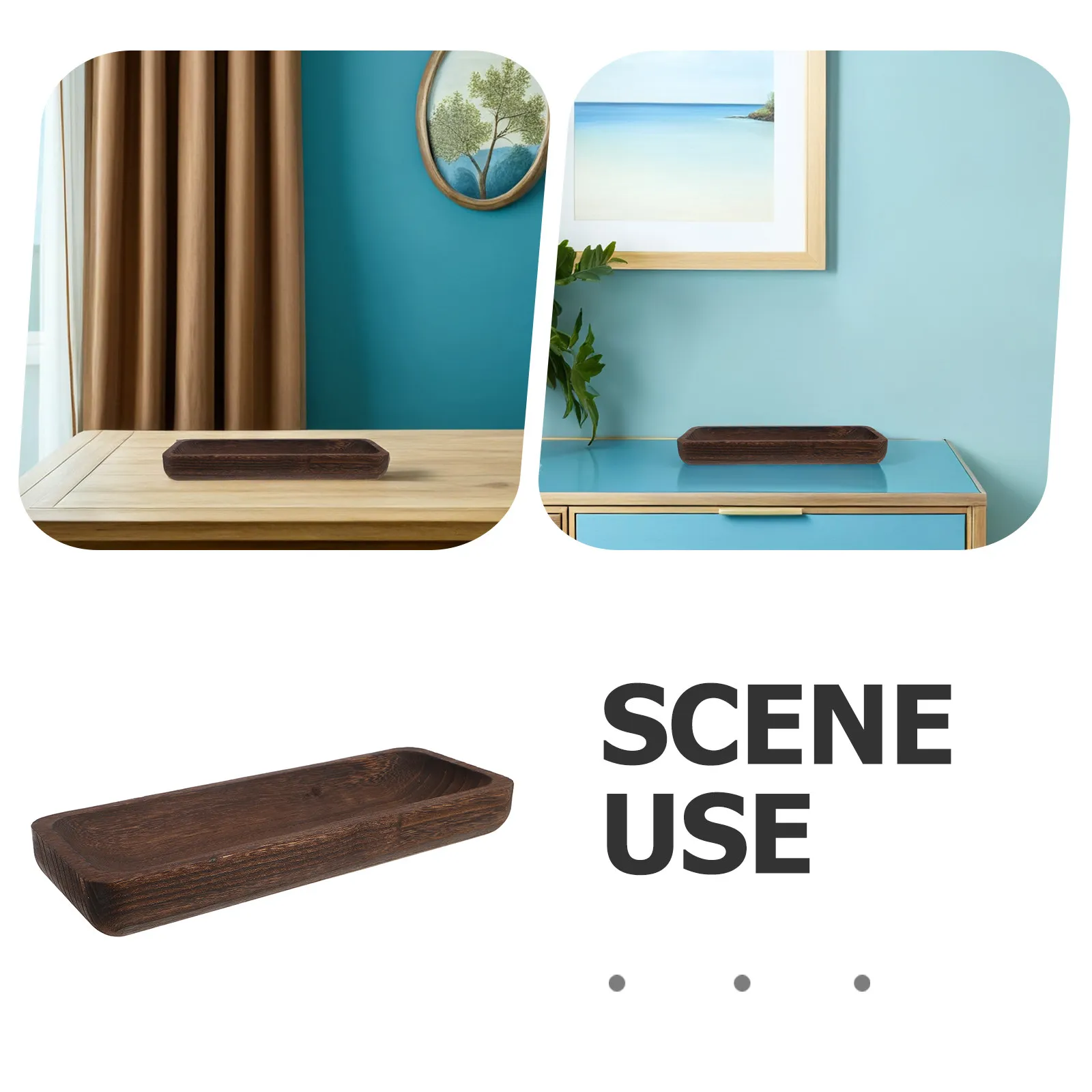Wood Rectangular Tray 31.8x11.8cm Rustic Decorative Farmhouse Organizer Makeup Coffee Table Bathroom Tray