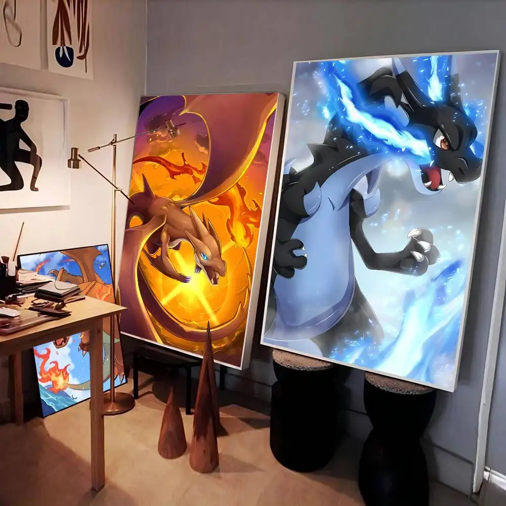 Pôster de anime japonês charizard, arte autoadesiva, adesivo de papel à prova d'água, café, bar, decoração de parede de sala, imperdível
