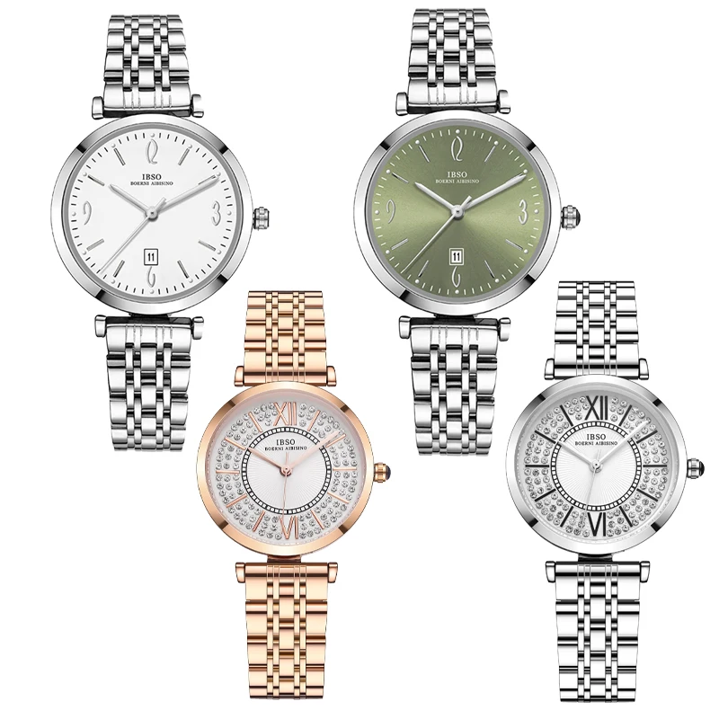 Fashion Steel Watch Women White Dial Ultra Original Waterproof Hand Clock Female Gifts Luxury Brand Ladies Wristwatches Green