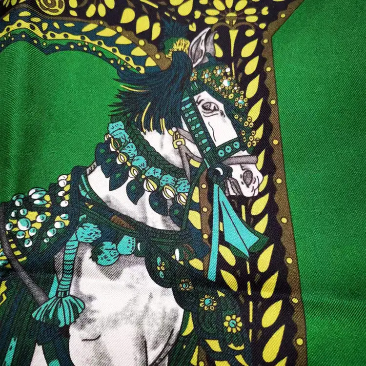 ผ้าพันคอไหมสีเขียว 90 ผืน ผ้าพันคอสี่เหลี่ยมหรูหรา ขอบม้วนด้วยมือ ผ้าพันคอสำหรับผู้หญิง เครื่องประดับผม ของขวัญคริสต์มาสสำหรับคนรัก
