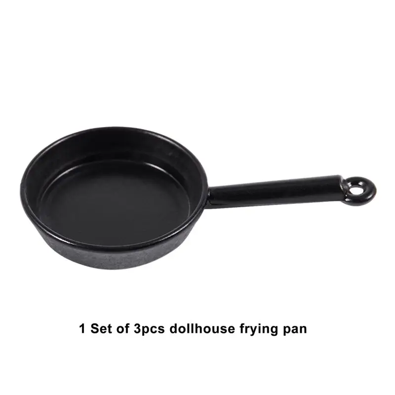 B05C-1/12 schaal 9-delig poppenhuis miniatuur metalen koekenpannen kookpot kookgerei keukenaccessoire zwart