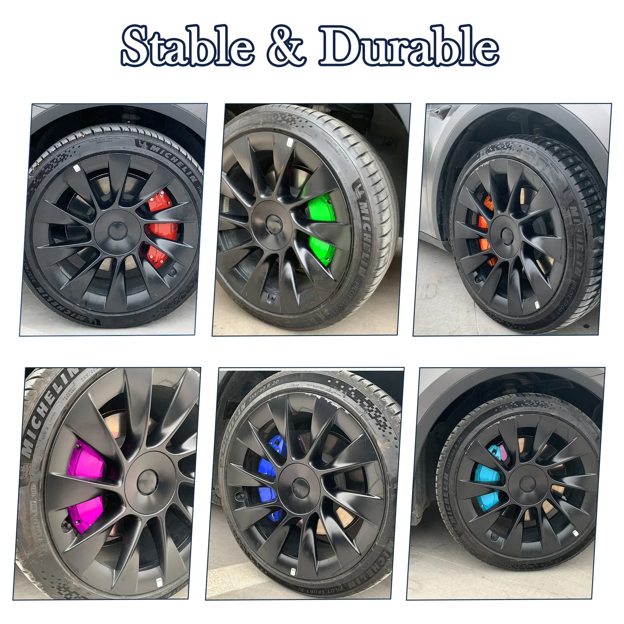 For Tesla Model Y Caliper Covers Aluminum Alloy 19 20 Inch Wheel Hub 2021-2023 Set Of 4, 9 Colors,Stickers Will Be Included