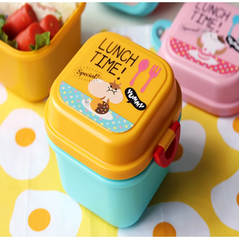 Cartoon Healthy Plastic Lunch Box Microwave Oven Lunch Bento Boxes Food Container Dinnerware Kid Childen Lunchbox