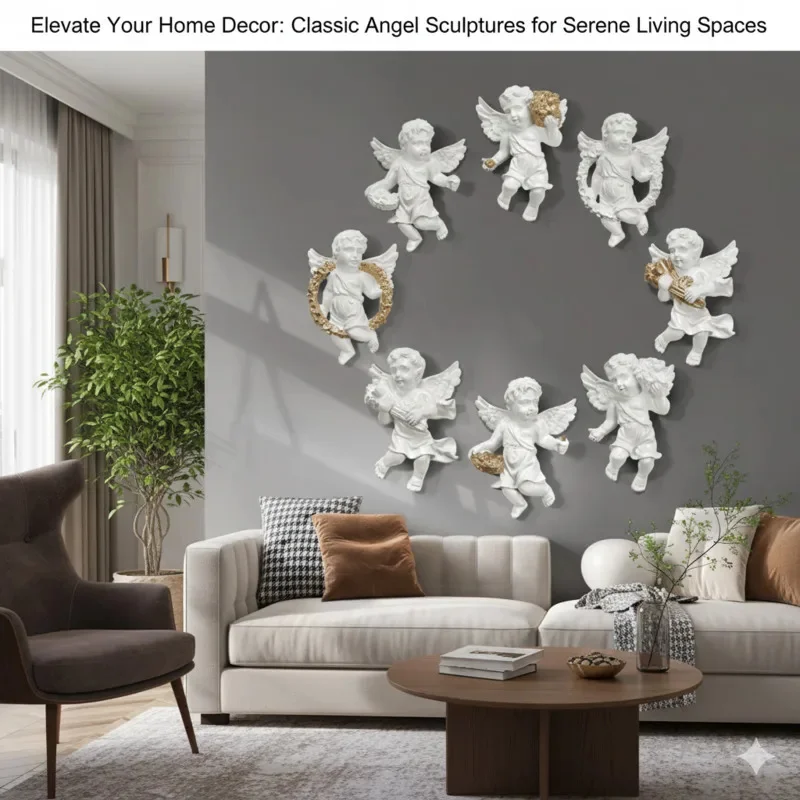 

Angel Wall Decor European Cupid Creative Hanging Wall Ornament Vintage Resin Angel Wall Art Living Room TV Background Home Decor