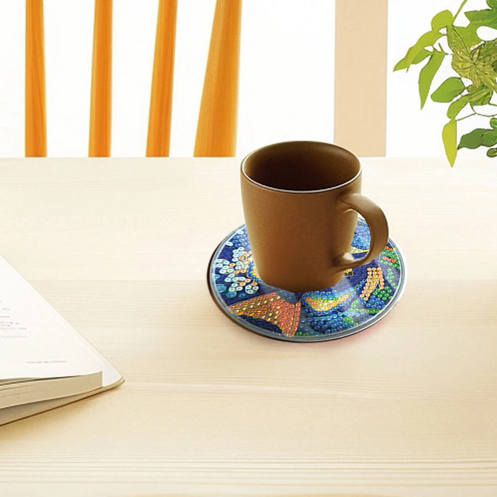 

6 PCS Diamond Painting Coasters Kits Owl Acrylic Full Drill Diamond Coaster Washable Diamond Painting Crafts Coaster with Holder