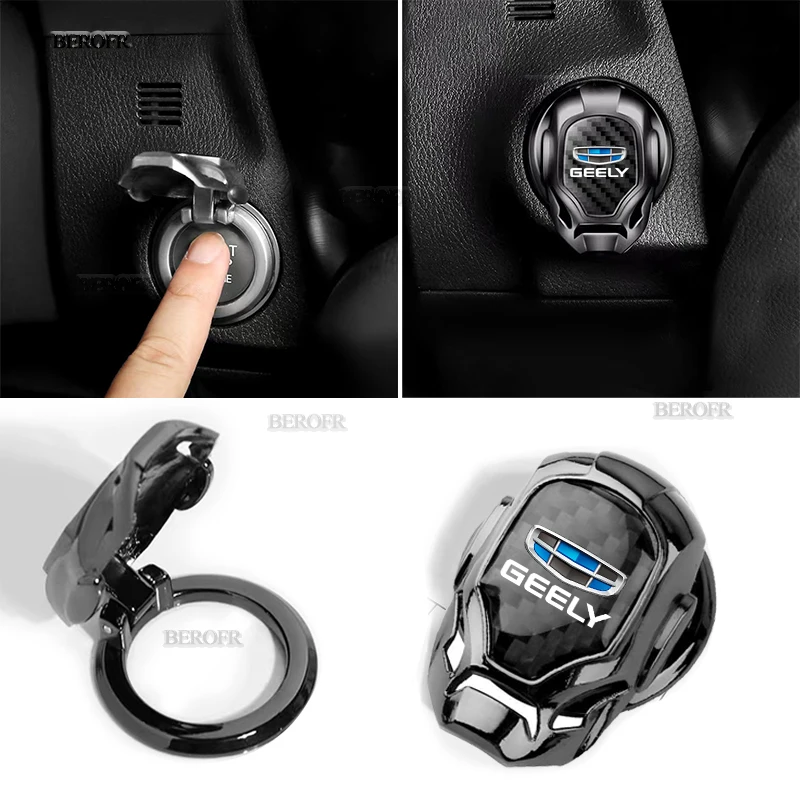 Car One Button Start Protective Cover Ignition Device Sticker Car Accessories For Geely Atlas pro Boyue Haoyue Vision Emgrand GL