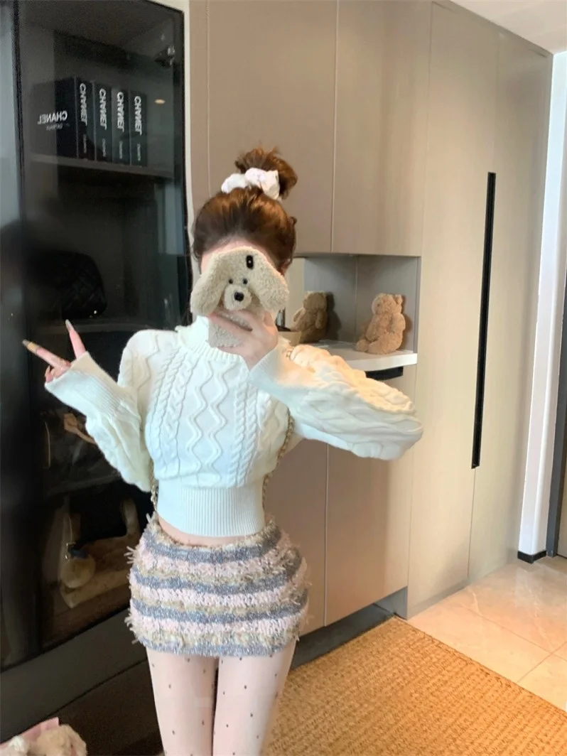 Thiened Maglione lavorato a maglia lungo Sve Turtlene da donna Autunno Inverno Vita snellente Design Sense Personali Top