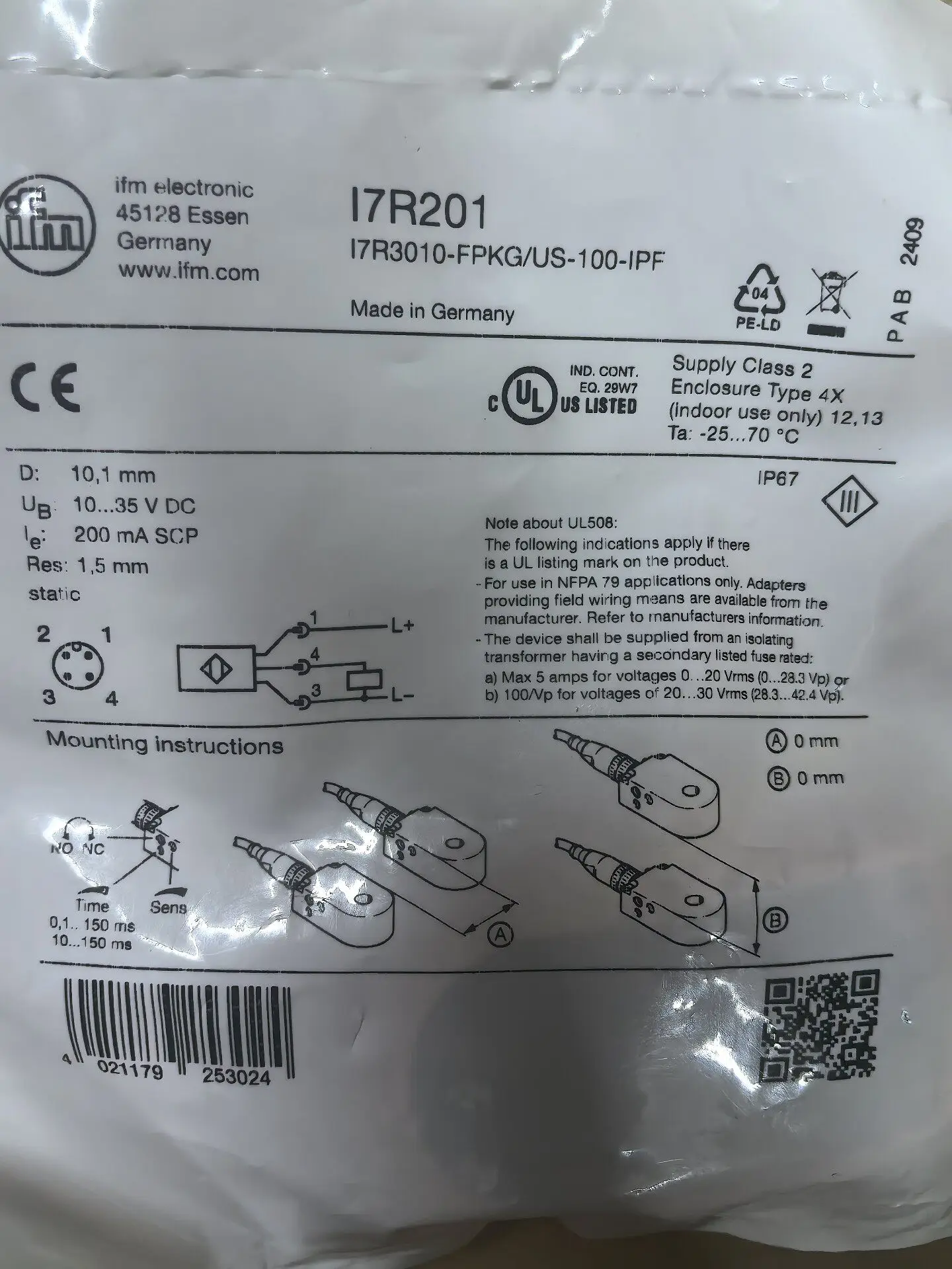 The Brand New Original And Genuine IFM Yifumen I7R201 Project Is Remaining, And The Quantity Is Limited.