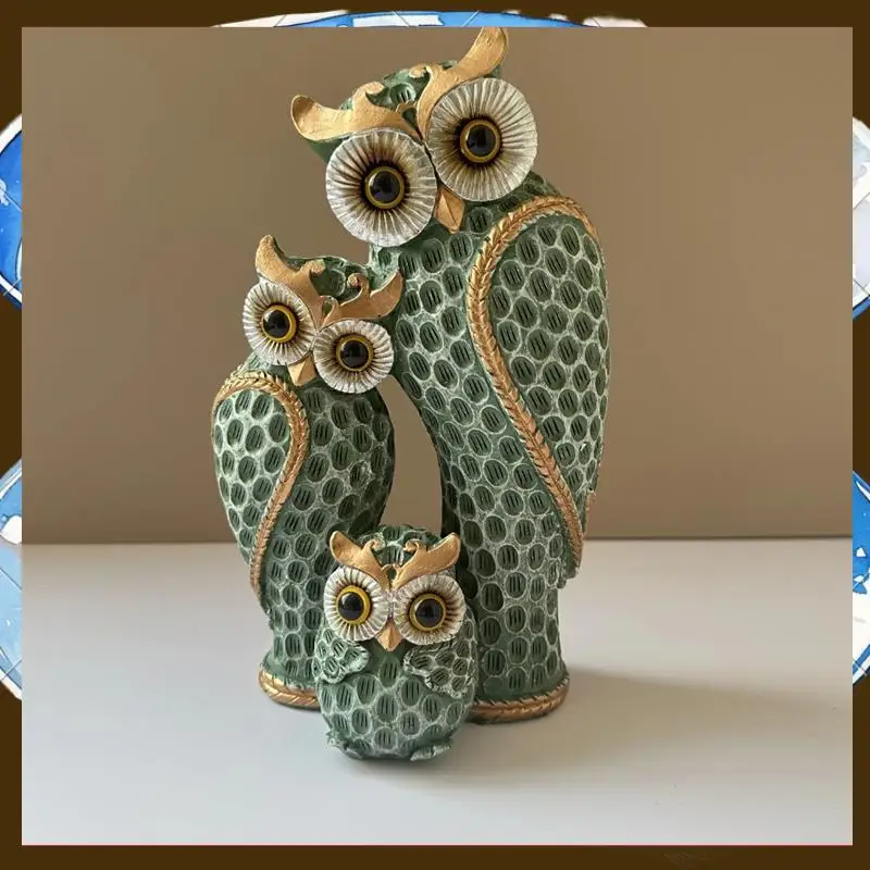 

Owl Decorative Statue Sculpture Shelf Decor Figurine Cute Family Of Three Owl Figurines Resin Bird Sculptures Owl Decor-TFBC